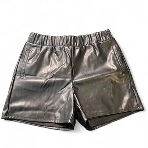 Christian Siriano Black Faux Leather Shorts
